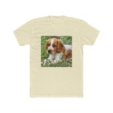Welsh Springer Spaniel Men's Fitted Cotton Crew Tee (Color: Solid Natural)