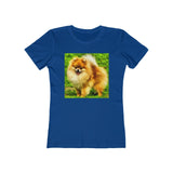 Pomeranian 'Pom Pom' - Women's Slim Fit Ringspun Cotton T-Shirt (Colors: Solid Royal)