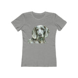 Weimaraner 'Grayson' Women's Ringspun Cotton Tee  - Slim Fit by DoggyL (Color: Heather Grey)