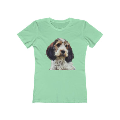 Petit Basset Griffon Vendeen Women's Slim FIt Ringspun Cotton T-Shirt (Colors: Solid Mint)