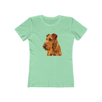 Irish Terrier 'Jocko' Women's Slim Fit Ringspun Cotton T-Shirt (Colors: Solid Mint)