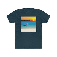 Blue Heron in Sunset - Men's Cotton Crew Tee (Color: Solid Midnight Navy)
