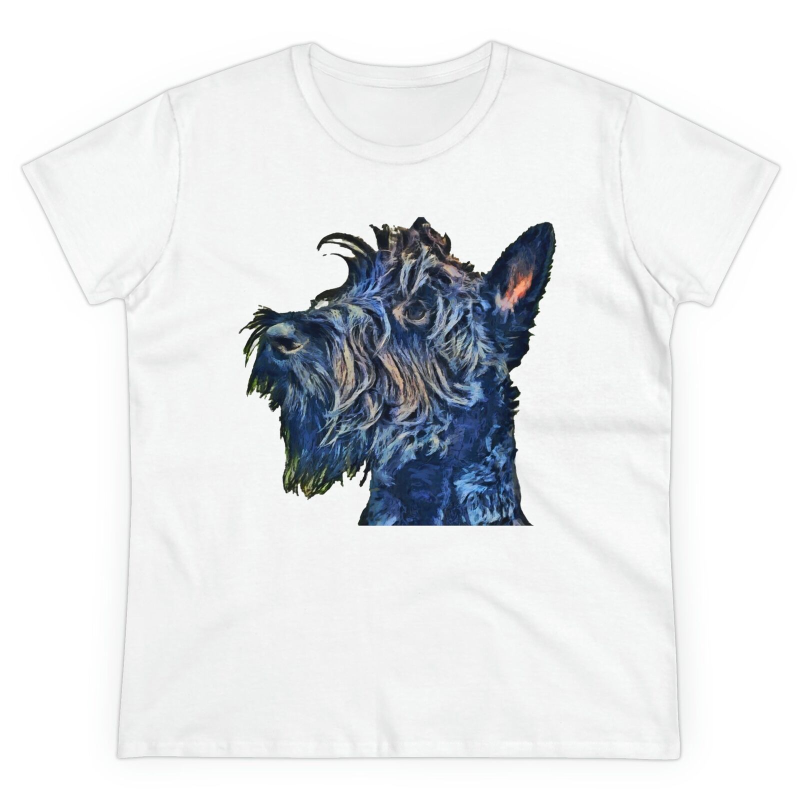 Scottish Terrier 'Scotty' Women's Midweight Cotton Tee (Color: White)