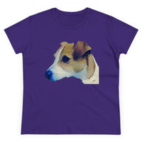 Parson Jack Russell Terrier Women's Midweight Cotton Tee (Color: Purple)