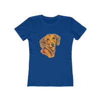 Dachshund 'Doxie #1'  Women's Slim Fit Ringspun Cotton T-Shirt (Colors: Solid Royal)