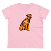 Border Terrier 'Andrew' Women's Midweight Cotton Tee (Color: Light Pink)