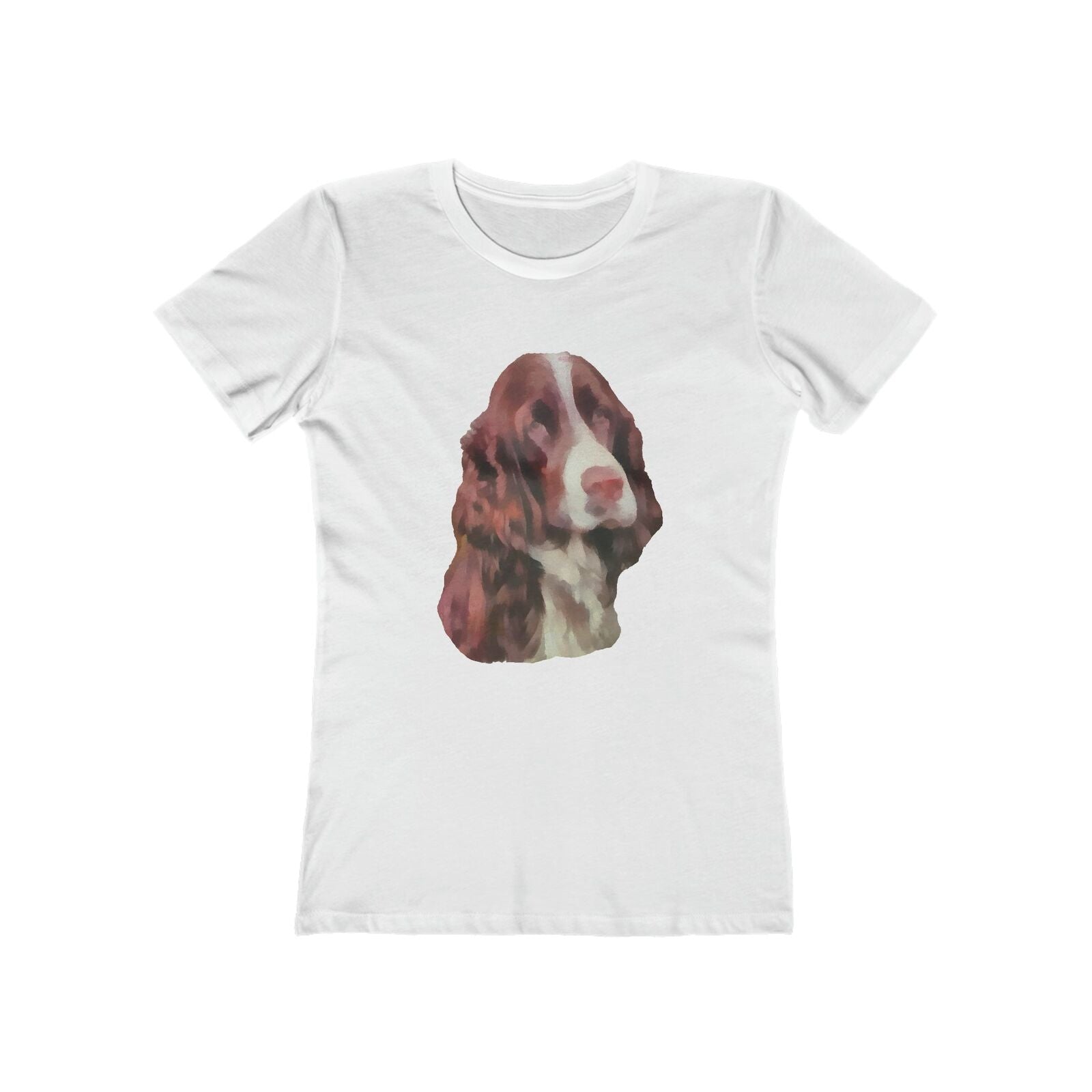 English Springer Spaniel - Women's Slim Fit Ringspun Cotton T-Shirt (Colors: Solid White)