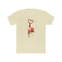 Flamingos 'Love Birds'  Men's Fitted Cotton Crew Tee (Color: Solid Natural)