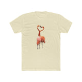 Flamingos 'Love Birds'  Men's Fitted Cotton Crew Tee (Color: Solid Natural)