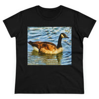 Canadian Geese Women's Midweight Cotton Tee (Color: Black)