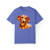 Dachshund 'Daisey' Unisex Relaxed Fit Garment-Dyed T-shirt (Color: Flo Blue)