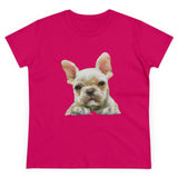 French Bulldog 'Bouvier' Women's Midweight Cotton Tee (Color: Heliconia)