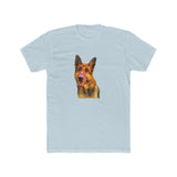 German Shepherd 'Bayli' Men's Fitted Cotton Crew Tee (Color: Solid Light Blue)