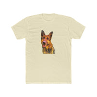 German Shepherd 'Bayli' Men's Fitted Cotton Crew Tee (Color: Solid Natural)