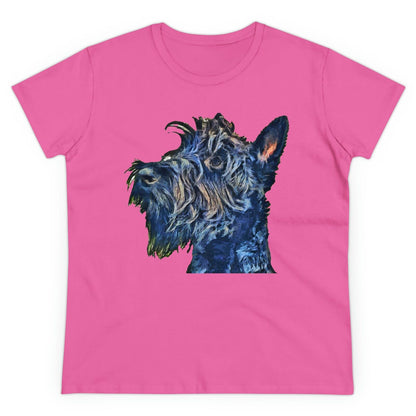 Scottish Terrier 'Scotty' Women's Midweight Cotton Tee (Color: Azalea)