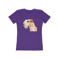 Lakeland Terrier Women's Slim Fit Ringspun Cotton T-Shirt (Colors: Solid Purple Rush)