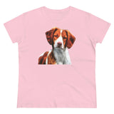 Brittany Spaniel Women's Midweight Cotton Tee (Color: Light Pink)