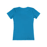 Pomeranian 'Snowball' Women's Slim Fit Ringspun Cotton T-Shirt (Colors: Solid Turquoise)