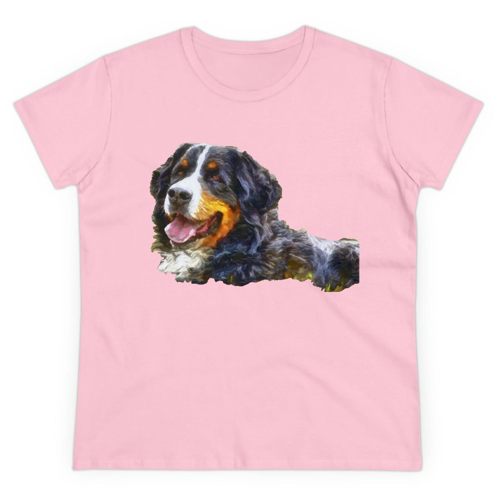 Bernese Mountain Dog Women's Midweight Cotton Tee (Color: Light Pink)