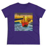 Sifnos Happy Hour - Women's Midweight Cotton Tee (Color: Purple)
