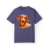 Dachshund 'Daisey' Unisex Relaxed Fit Garment-Dyed T-shirt (Color: Grape)