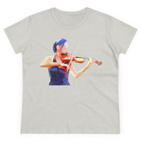 Violinist 'The Bowist' Women's Midweight Cotton Tee (Color: Ash)
