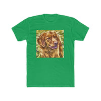 Nova Scotia Duck Tolling Retriever - Men's Fitted Cotton Crew Tee (Color: Solid Kelly Green)