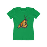 Monarch Butterfly - Women's Slim FIt Ringspun Cotton T-Shirt (Colors: Solid Kelly Green)