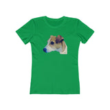 Parson Jack Russell Terrier - Women's Slim Fit Ringspun Cotton T-Shirt (Colors: Solid Kelly Green)