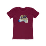 Parson Jack Russell Terrier - Women's Slim Fit Ringspun Cotton T-Shirt (Colors: Solid Cardinal Red)