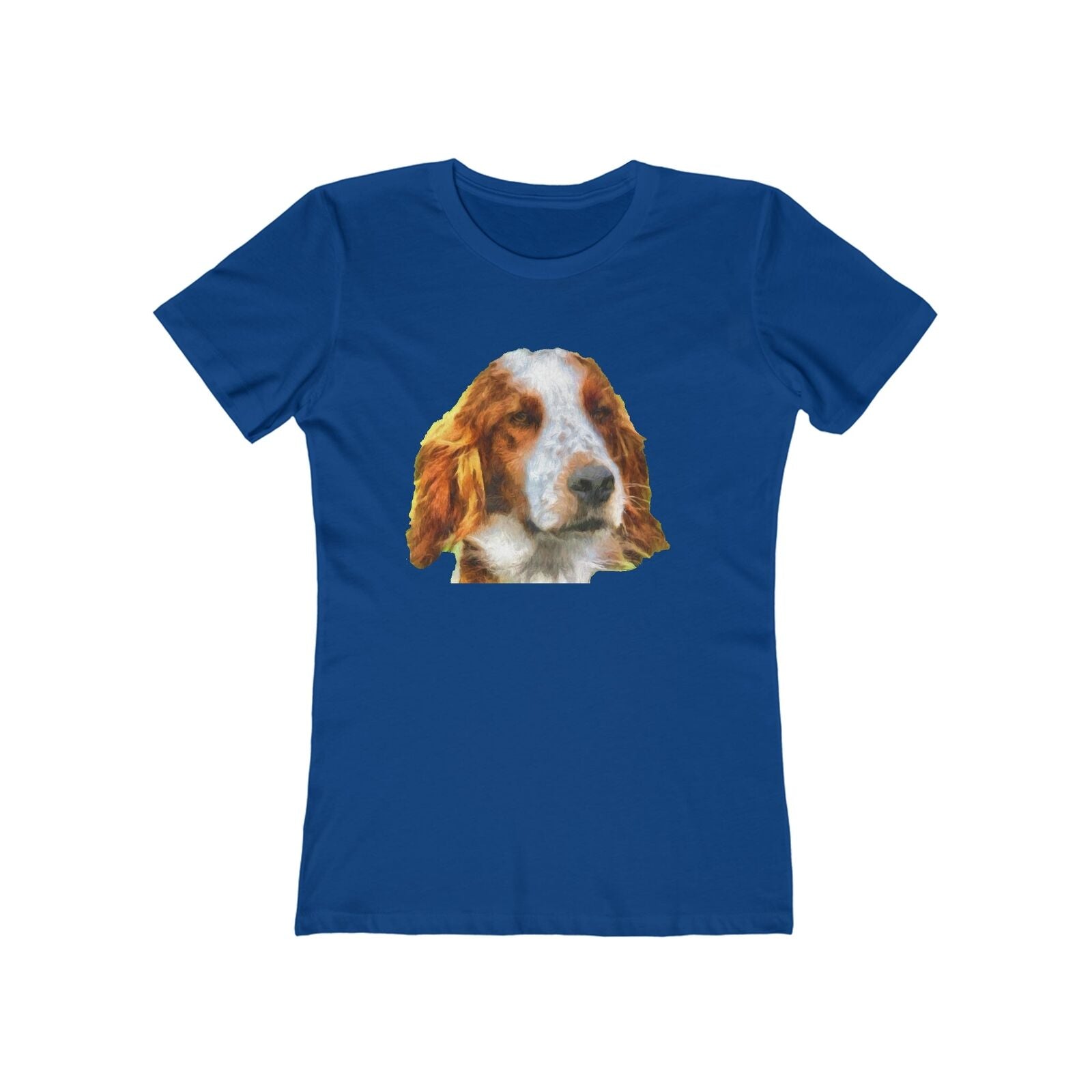 Irish Red & White Setter - Women's Slim Fit Ringspun Cotton T-Shirt (Colors: Solid Royal)