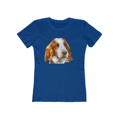 Irish Red & White Setter - Women's Slim Fit Ringspun Cotton T-Shirt (Colors: Solid Royal)