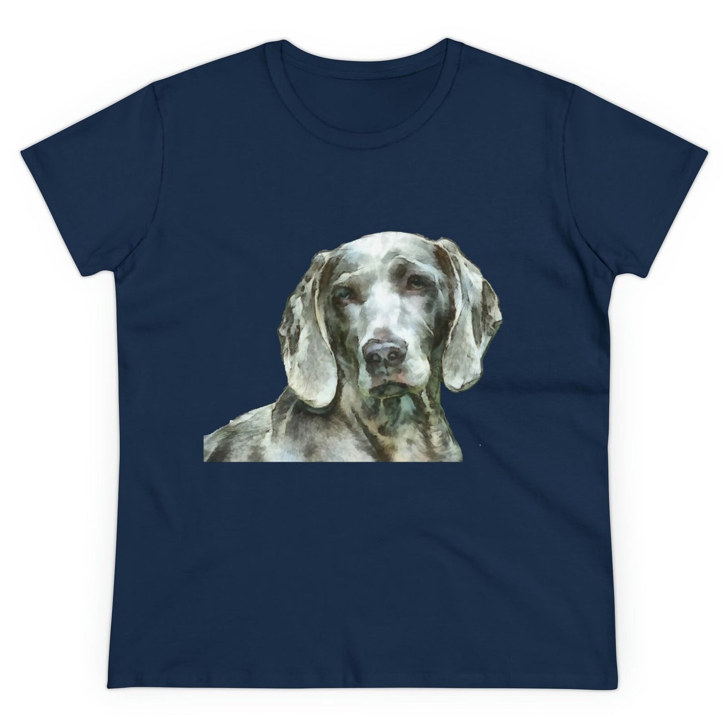 Weimaraner 'Greyson' Women's Midweight Cotton Tee (Color: Navy)