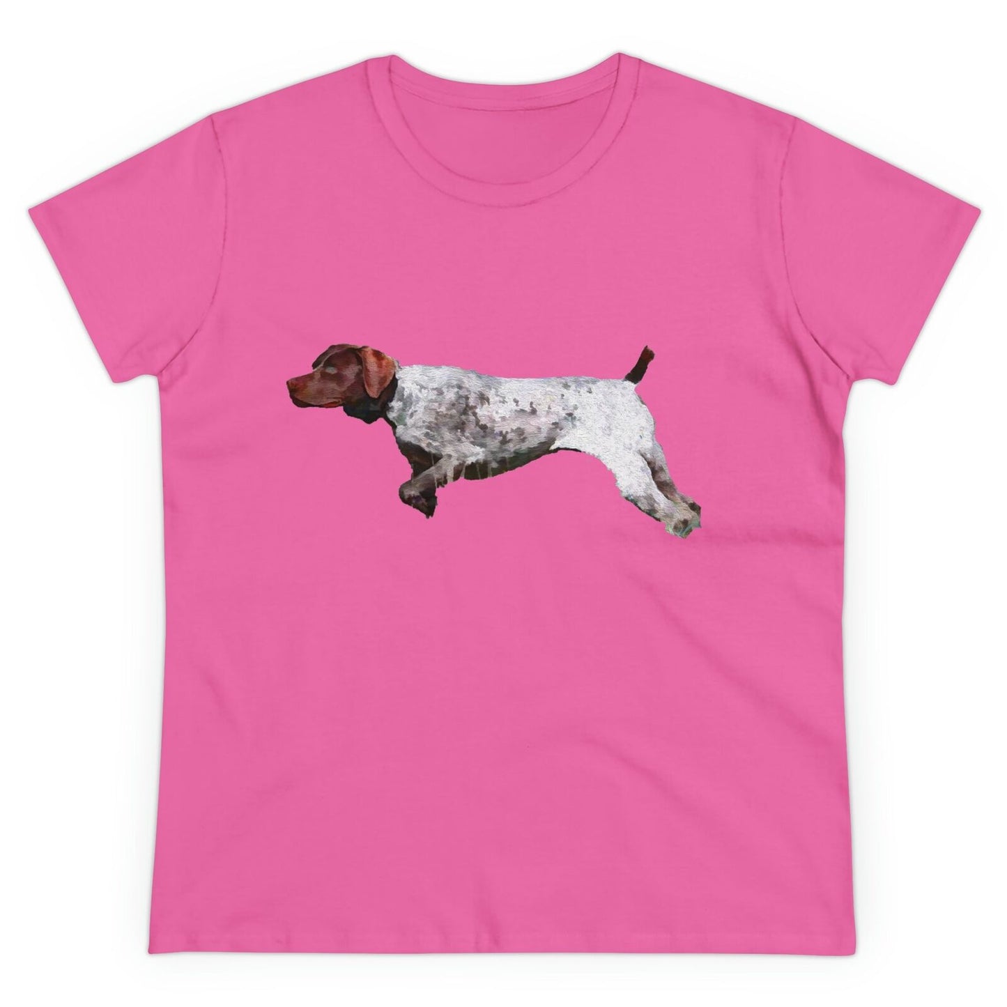 German Shorthaired Pointer 'On Point' Women's Midweight Cotton Tee (Color: Azalea)