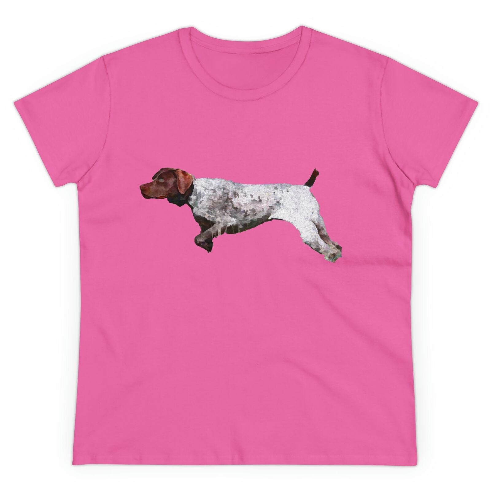 German Shorthaired Pointer 'On Point' Women's Midweight Cotton Tee (Color: Azalea)