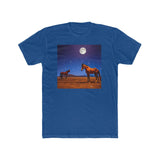 Horses in the Moonlight - Men's Cotton Crew Tee (Color: Solid Royal)
