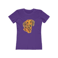 Dachshund 'Doxie #1'  Women's Slim Fit Ringspun Cotton T-Shirt (Colors: Solid Purple Rush)