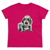Spinone Italiano Women's Midweight Cotton Tee (Color: Heliconia)