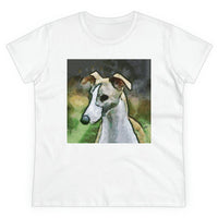 Whippet 'Simba #2' Women's Midweight Cotton Tee (Color: White)