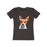 Rat Terrier Women's Slim Fit Ringspun Cotton T-Shirt (Colors: Solid Dark Chocolate)