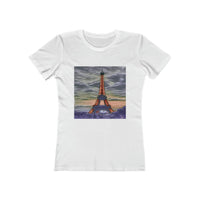 Eiffel Tower Sunset - Women's Slim Fit Ringspun Cotton T-Shirt (Colors: Solid White)