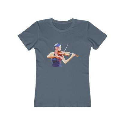Violin 'The Bowist' - Women's Slim Fit Ringspun Cotton T-Shirt (Colors: Solid Indigo)