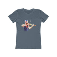 Violin 'The Bowist' - Women's Slim Fit Ringspun Cotton T-Shirt (Colors: Solid Indigo)