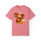 Dachshund 'Daisey' Unisex Relaxed Fit Garment-Dyed T-shirt (Color: Peony)