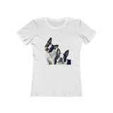 Boston Terriers 'Skipper & Dee Dee' - Women's Slim Fit Ringspun Cotton (Colors: Solid White)