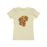 Dachshund 'Doxie #1'  Women's Slim Fit Ringspun Cotton T-Shirt (Colors: Solid Natural)