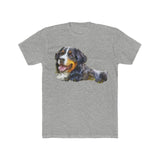 Bernese Mountain Dog - Men's Fitted Cotton Crew Tee (Color: Heather Grey)