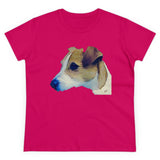 Parson Jack Russell Terrier Women's Midweight Cotton Tee (Color: Heliconia)