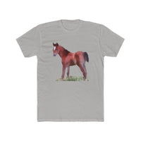Horse 'Contata' - Men's Fitted Cotton Crew Tee (Color: Solid Light Grey)