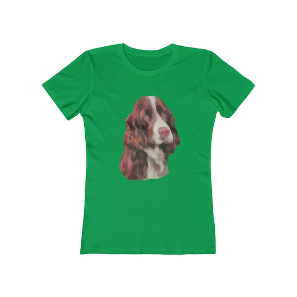 English Springer Spaniel - Women's Slim Fit Ringspun Cotton T-Shirt (Colors: Solid Kelly Green)